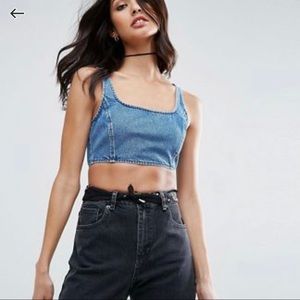NWT ASOS Denim Cropped Top in Mid Wash Blue! 💙🔷💙